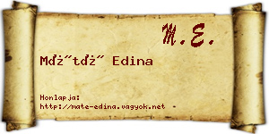 Máté Edina névjegykártya